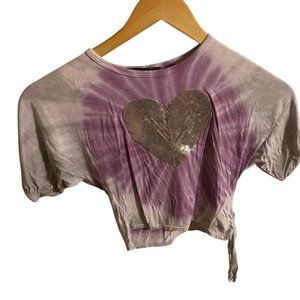 Jenna & Jessie kids purple tie dye heart shirt 3T